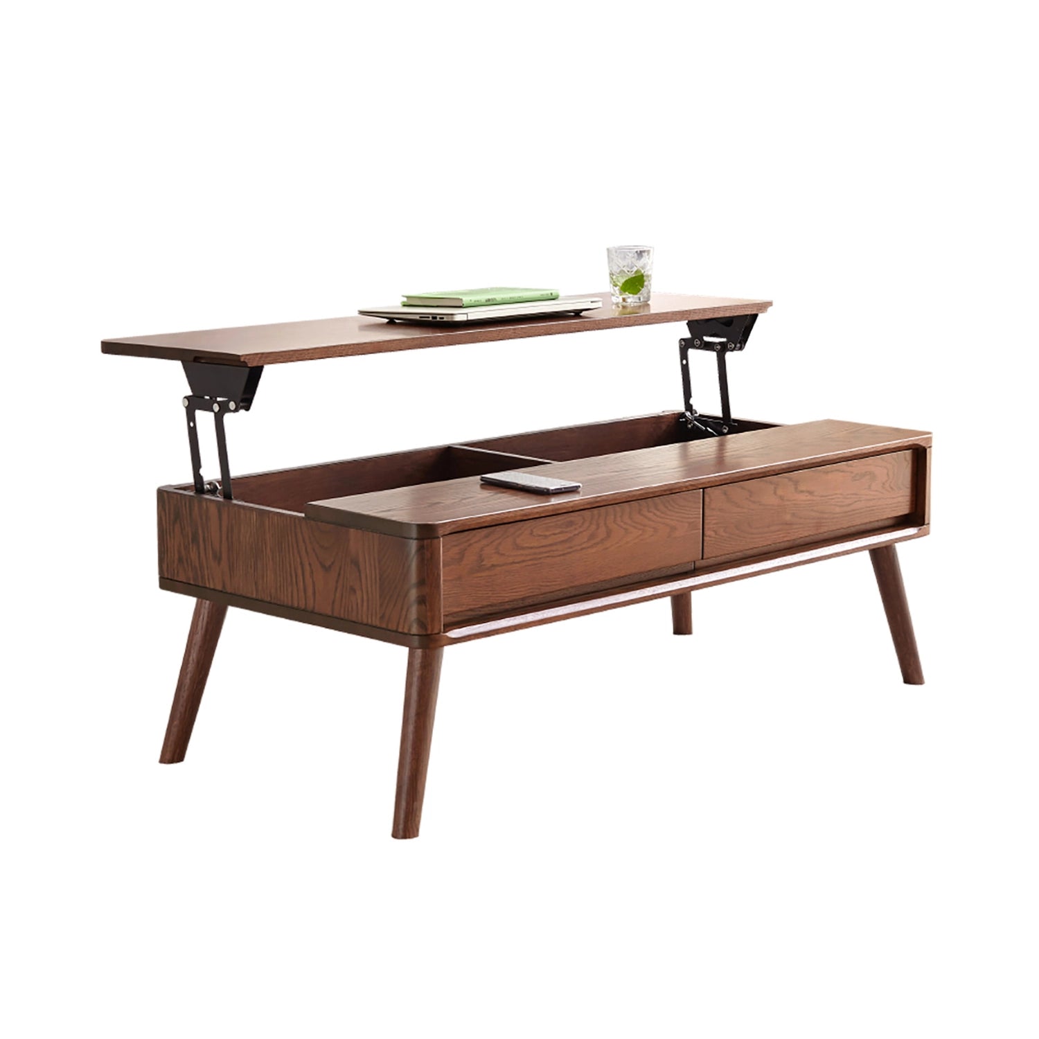 Walnut Lift Top Coffee Table with Hidden Storage & Drawers – Solid Oak ...