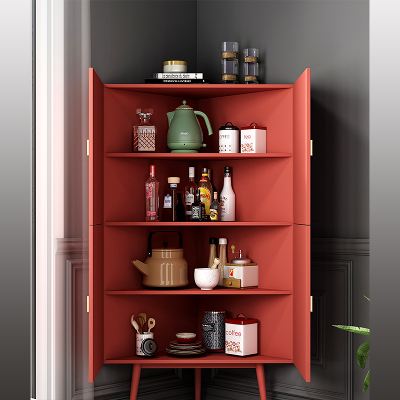 Intresting Looking Rounded Triangular Cupboard Modern Minimalist Triangle Cabinet with 4 Doors – CharmyDecor