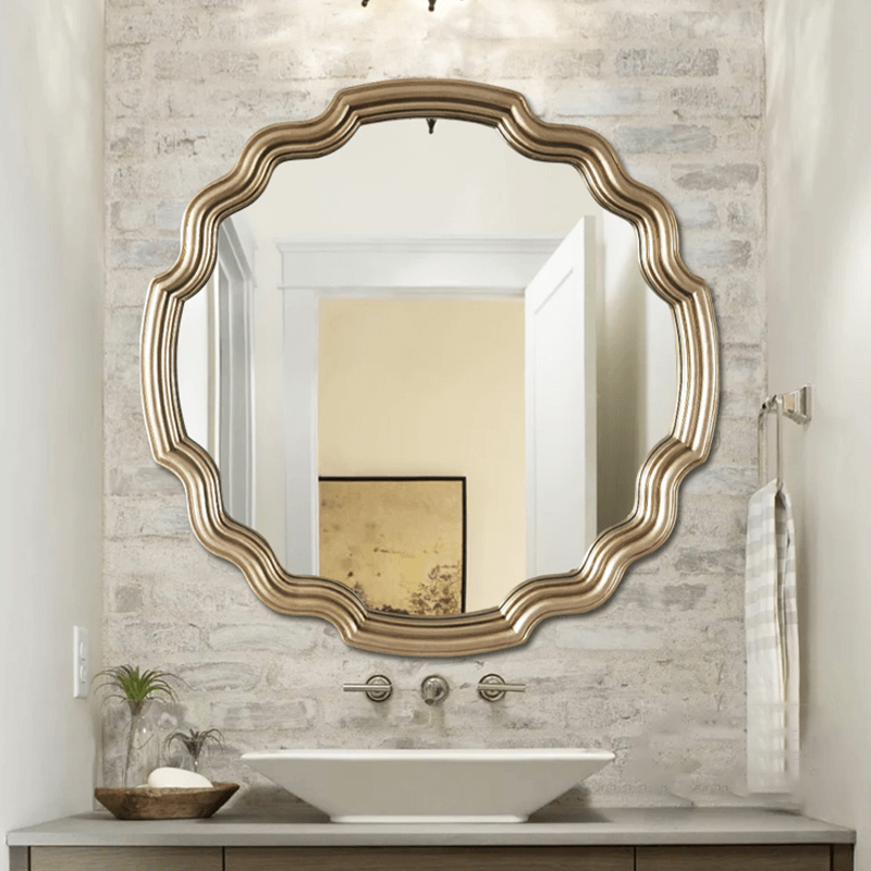 Gold Mottled Glass Mirror 