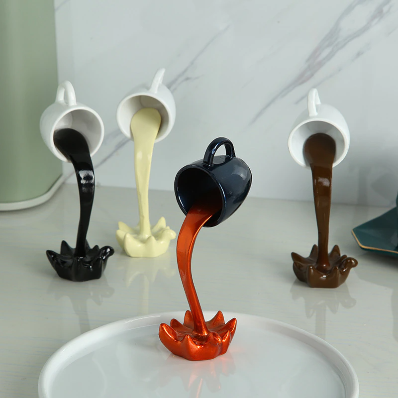 Spilling Coffee Floating Cup Resin Statue