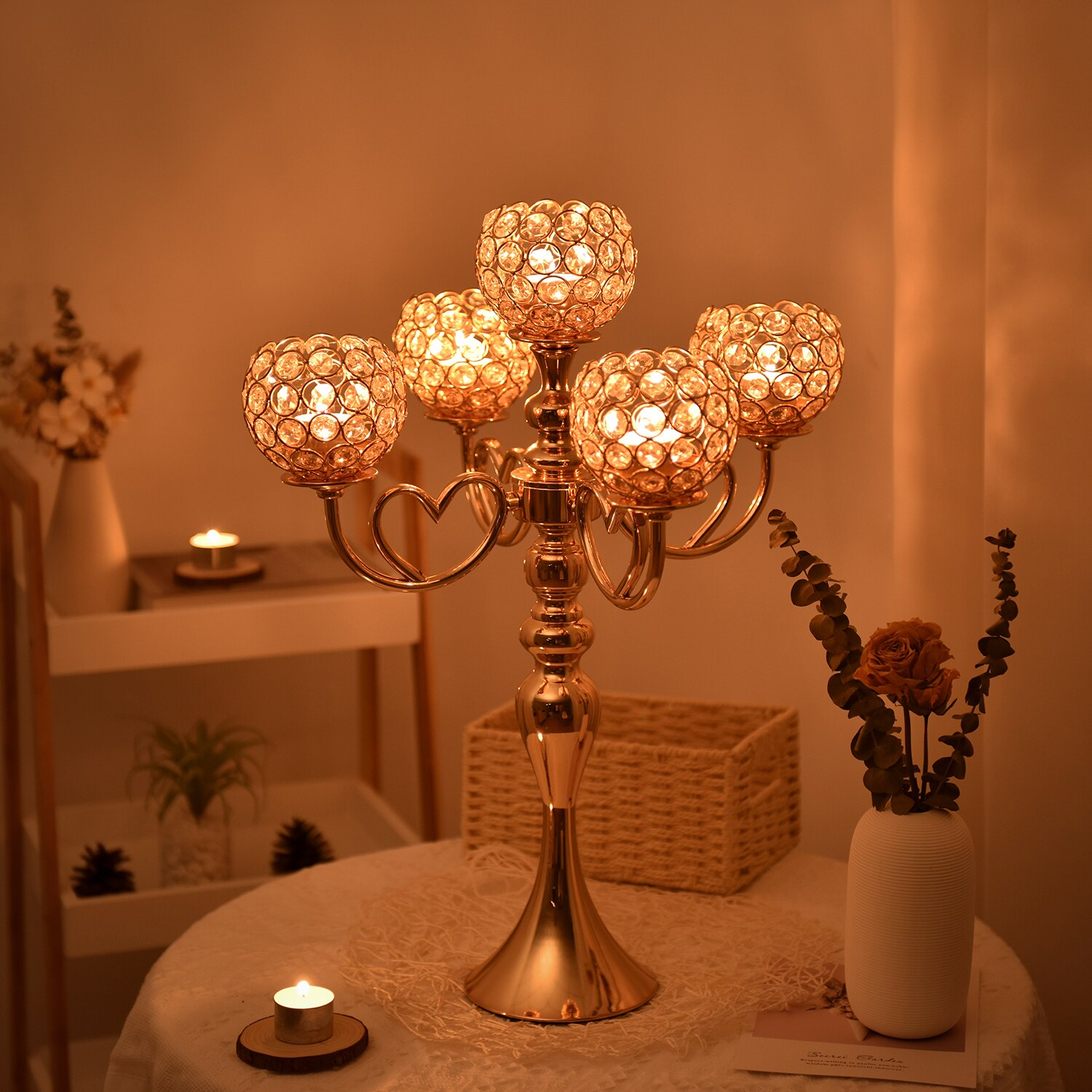 5 glass candle holder on sale