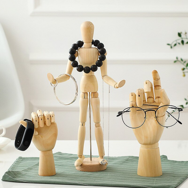 Rotatable Joint Wooden Hand Mannequin Figurine – CharmyDecor