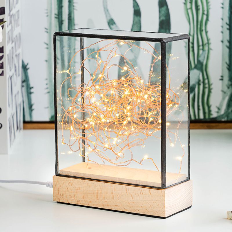 String Table Lights Rechargeable Glass Wood LED Table String Light – CharmyDecor
