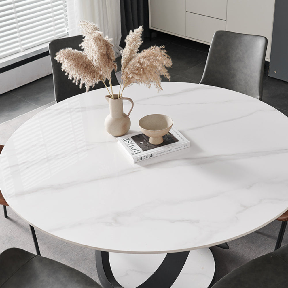 Simple White Tabletop Round White Marble Tabletop Dining Table - CharmyDecor - CharmyDecor