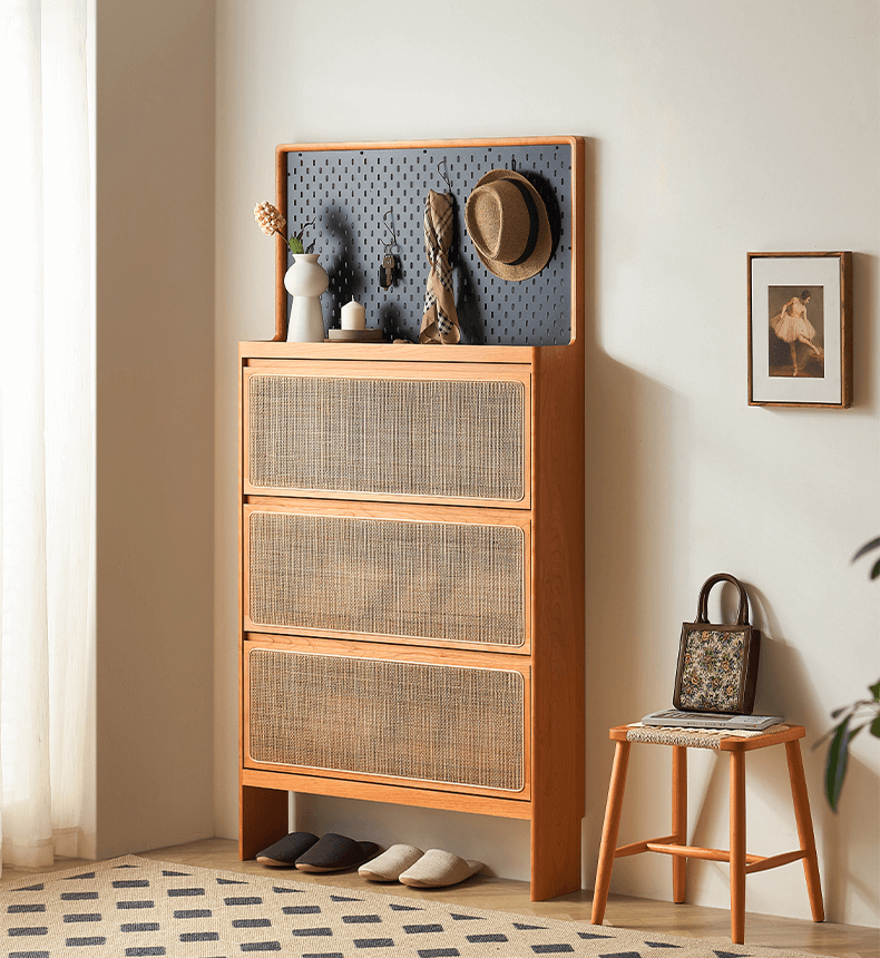 Rattan Shoe Cabinet with Flip Rack - CharmyDecor- CharmyDecor