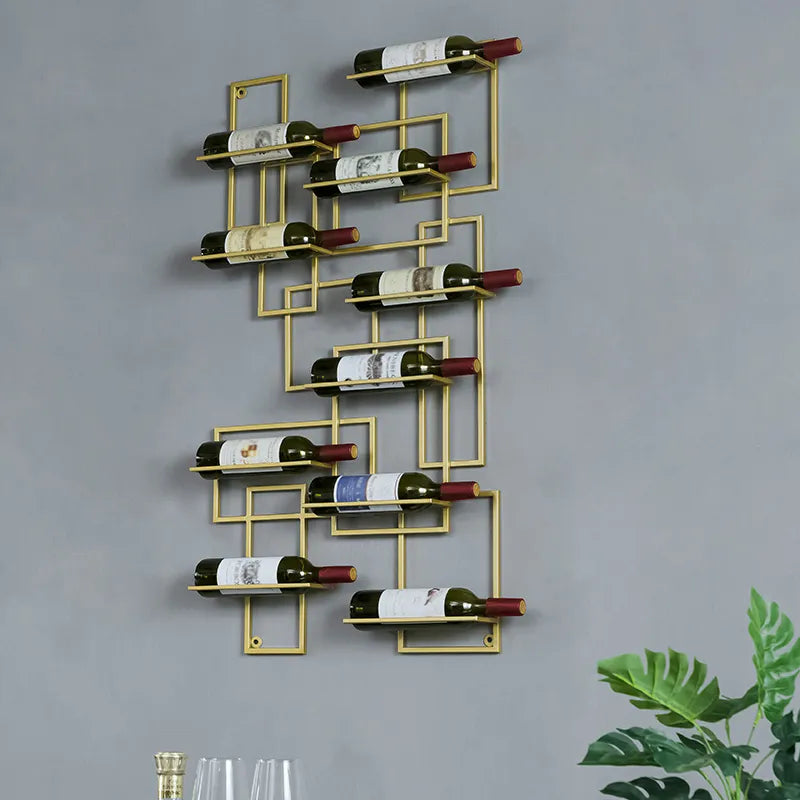 Gold wall wine discount rack