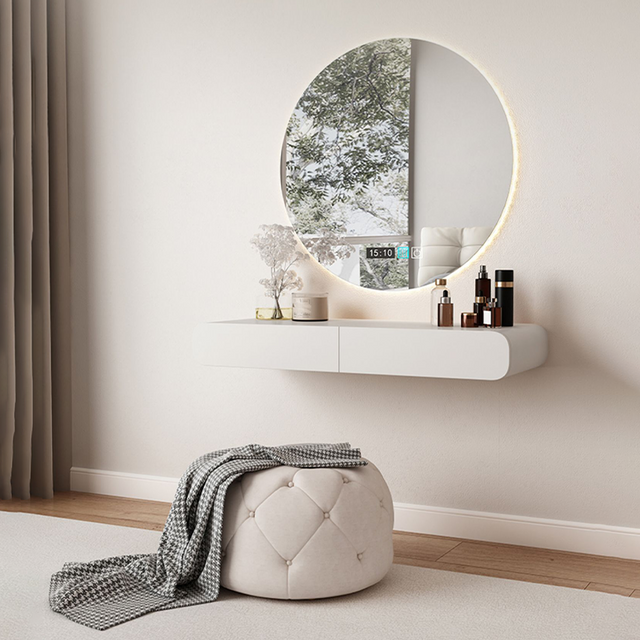 Floating Dressing Minimalist White Floating Dressing Table- CharmyDecor