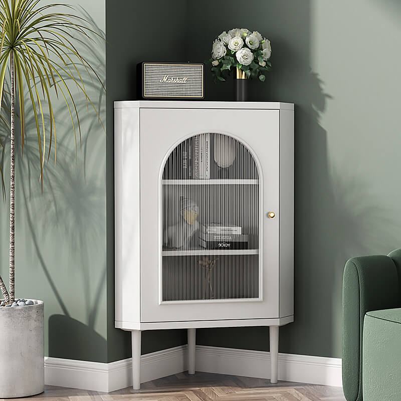 Triangle Storage Containers Triangle Storage Cabinet with Fluted Glass Door