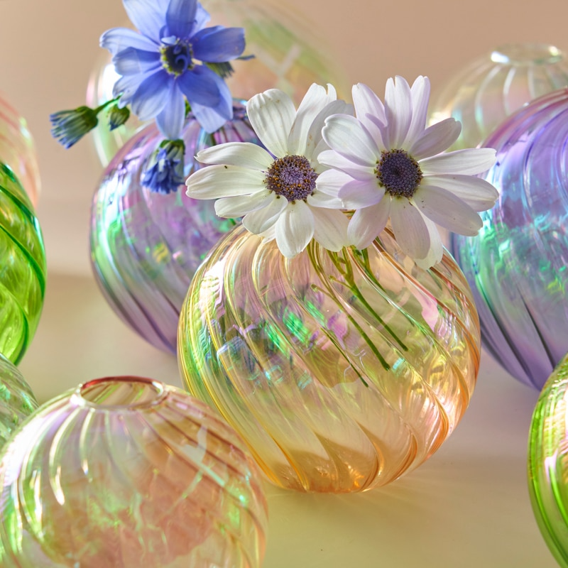 Glass best sale flower decor