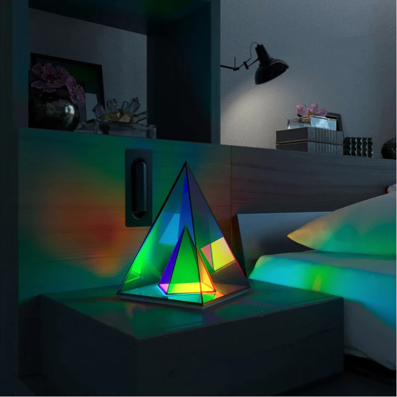 Nordic Acrylic Pyramid LED Table Lamp for Modern Decor – CharmyDecor