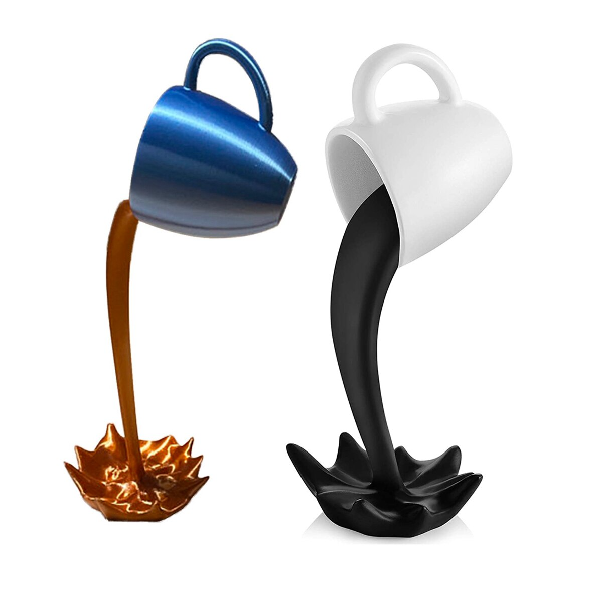 Floating Spilling Coffee Cup Sculpture Kitchen Decoration Spilling