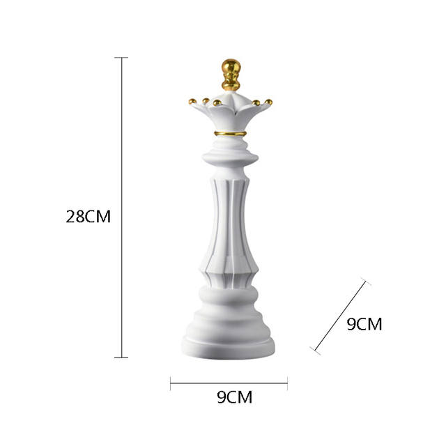 Large Chess Set Statue Sculpture Black Modern Home Decor King Queen Knight