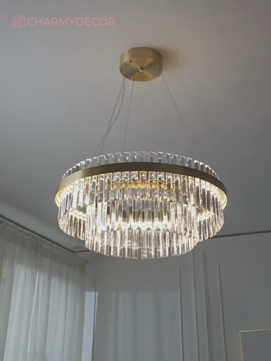 Modern Tiered Crystal LED Chandelier 