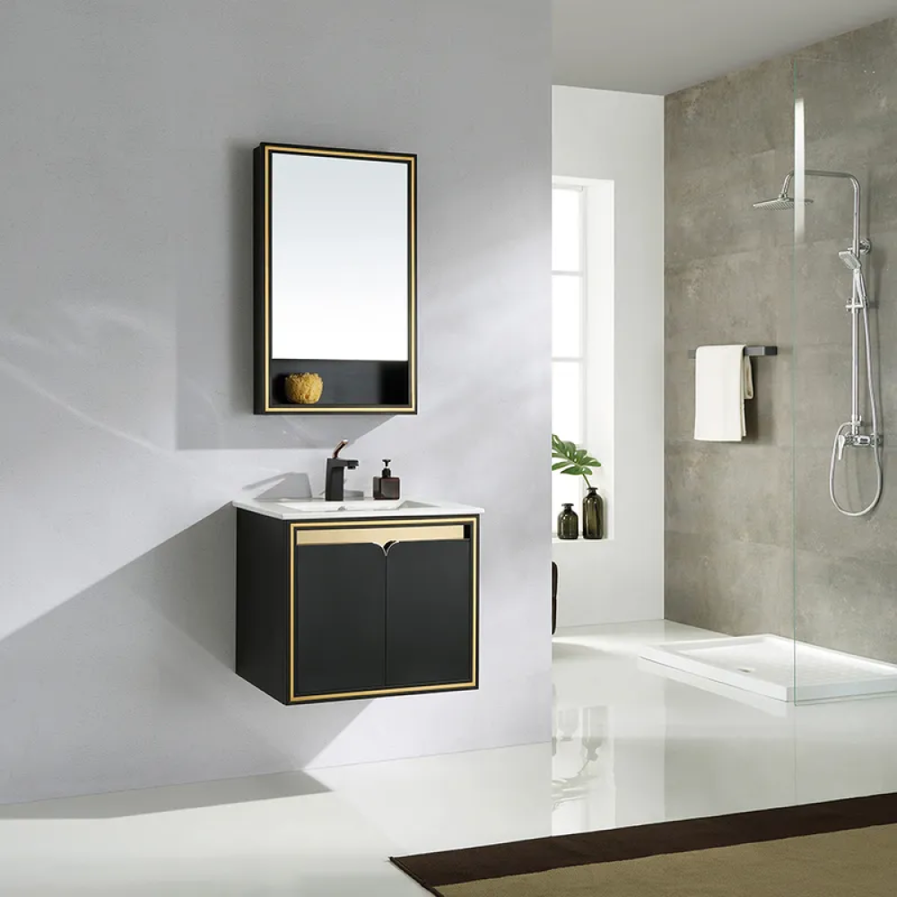 Floating Corner Bathroom Vanity Cabinet- CharmyDecor