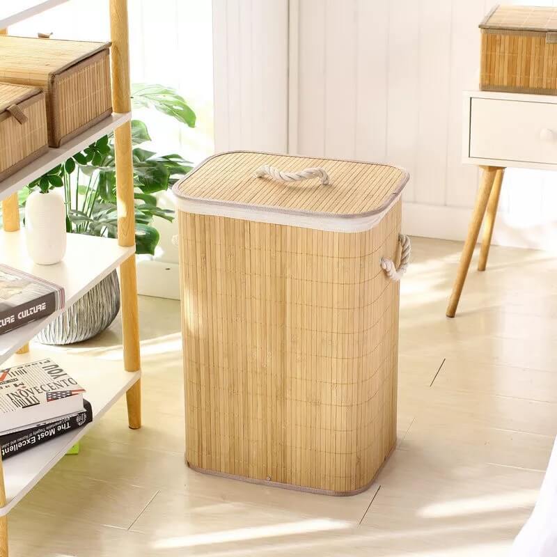 72L Bamboo Folding Laundry Hamper - Rectangular Design – CharmyDecor