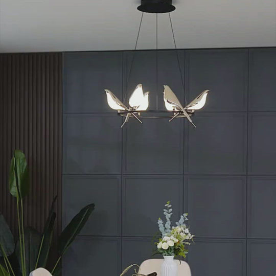 Art Gold Magpie Bird LED Chandelier