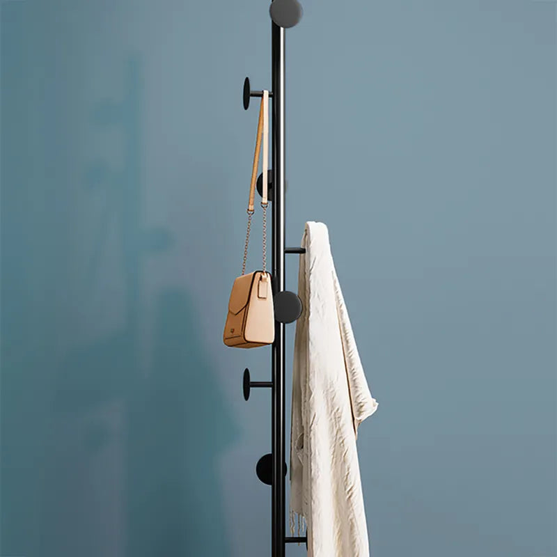 Modern Black Coat Rack Entryway Coat Hanger with Button Hooks