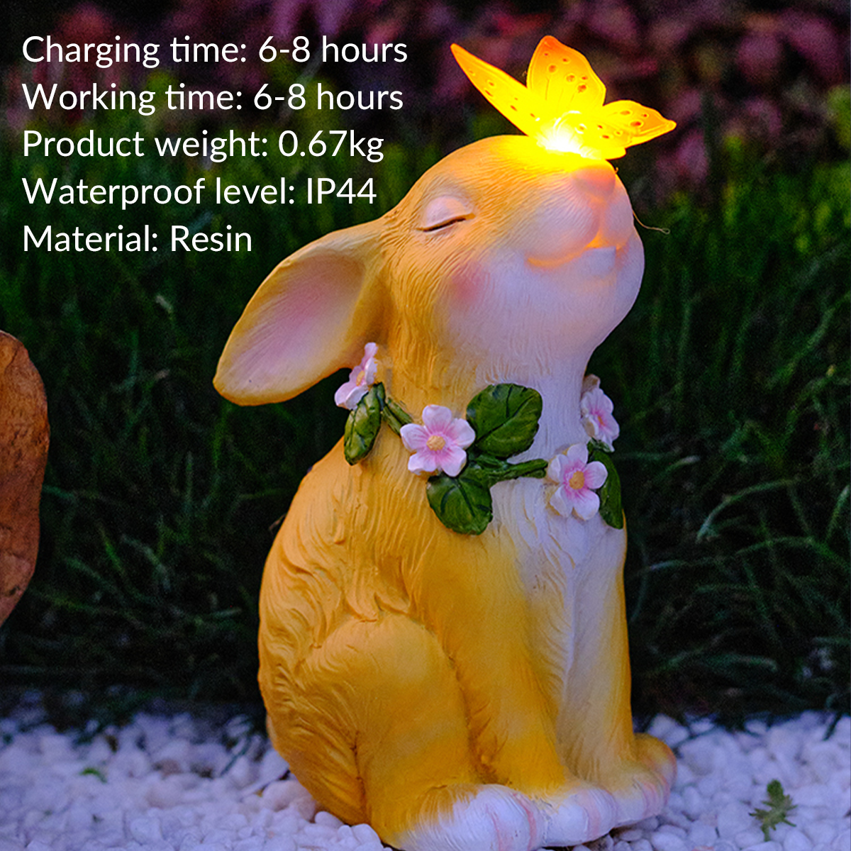 Solar-Powered Bunny Rabbit Garden Light with Butterfly – CharmyDecor