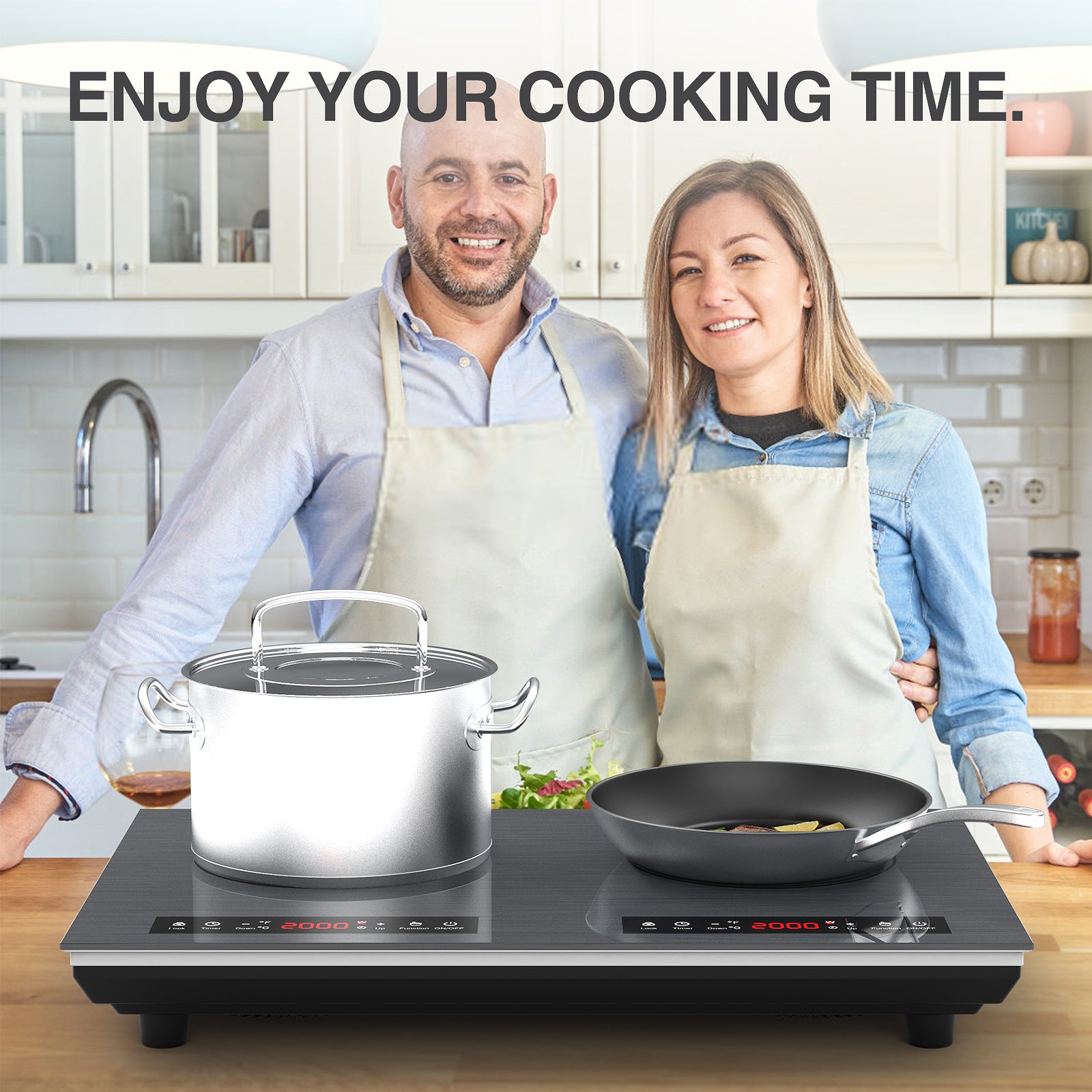 GTKZW Induction Cooktop 2 Burner Electric Cooktop Touch Control