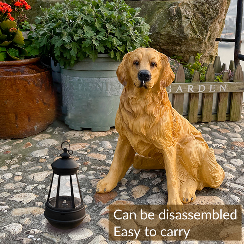 Solar-Powered Dog Statue Garden Lantern Light – CharmyDecor