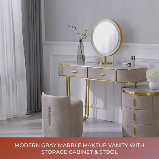 Modern Gray Marble Makeup Vanity