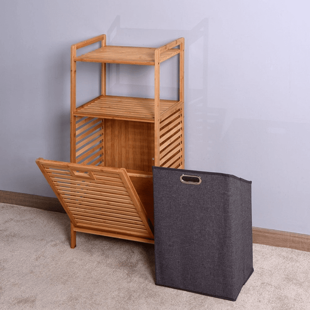 Bamboo Pull-Out Laundry Storage Rack Organizer – CharmyDecor