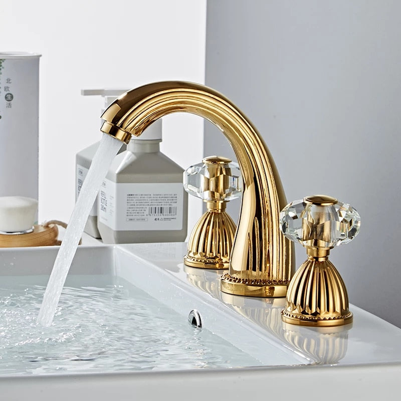 Stylish Dual Crystal Handle Faucet for Bathroom – CharmyDecor