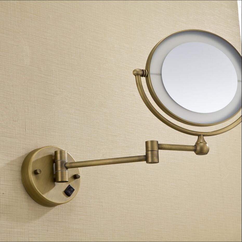 Wall Mounted Extendable Magnifying Bathroom Mirror with LED Light