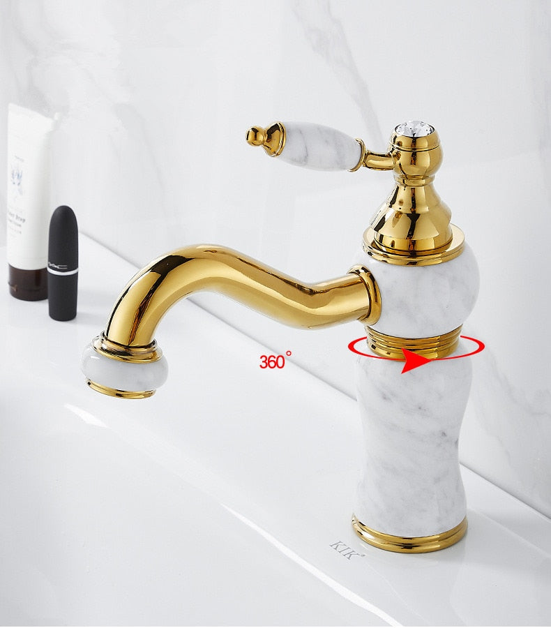 Elegant Brass & Marble Faucet for Contemporary Bathrooms – CharmyDecor