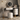 cream vanity with round stool, cabinet and mirror