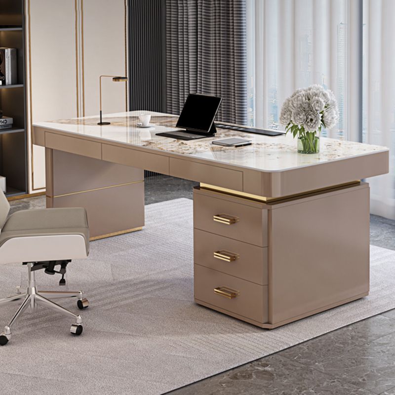 Long Rectangular Office Desk with Storage Drawers – CharmyDecor