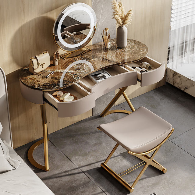 Elegant Gold Slate Vanity Table Set: Luxury Design – CharmyDecor