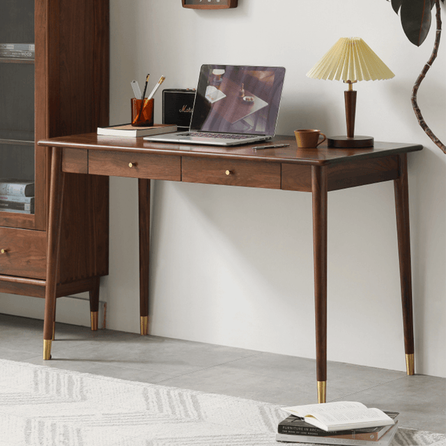 Modern Black Walnut Writing Desk - CharmyDecor