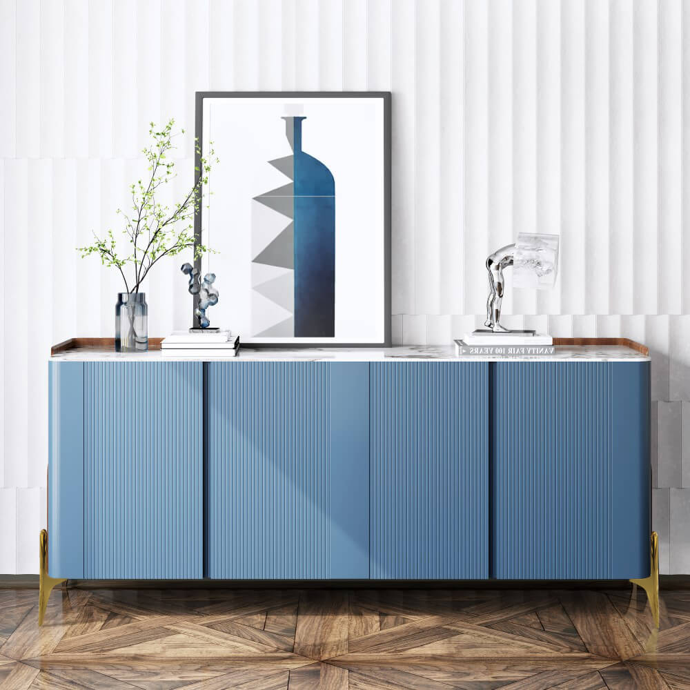 Elegant Navy Blue 4-Door Sideboard Buffet - Modern Luxe – CharmyDecor