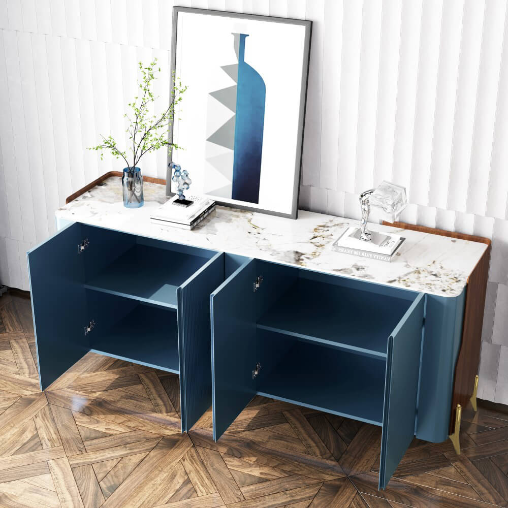 Elegant Navy Blue 4-Door Sideboard Buffet - Modern Luxe – CharmyDecor