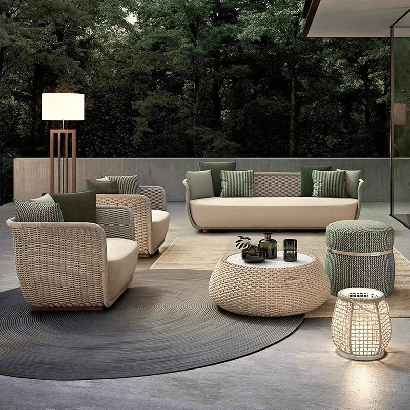 Stylish Nordic Rattan Sofa for Outdoor Relaxation CharmyDecor