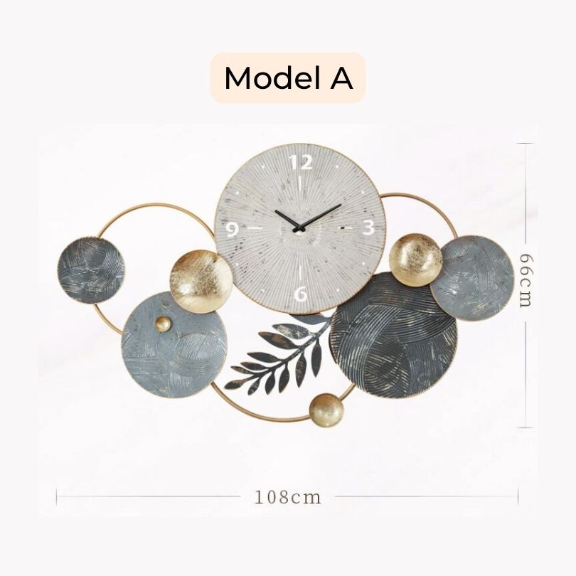 Nordic Statement Wall Clock with Metal Wall Art - CharmyDecor