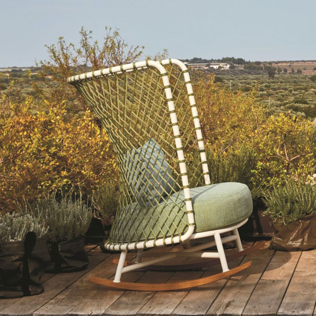 Nordic Woven Outdoor Rocking Chair Set for Patios – CharmyDecor
