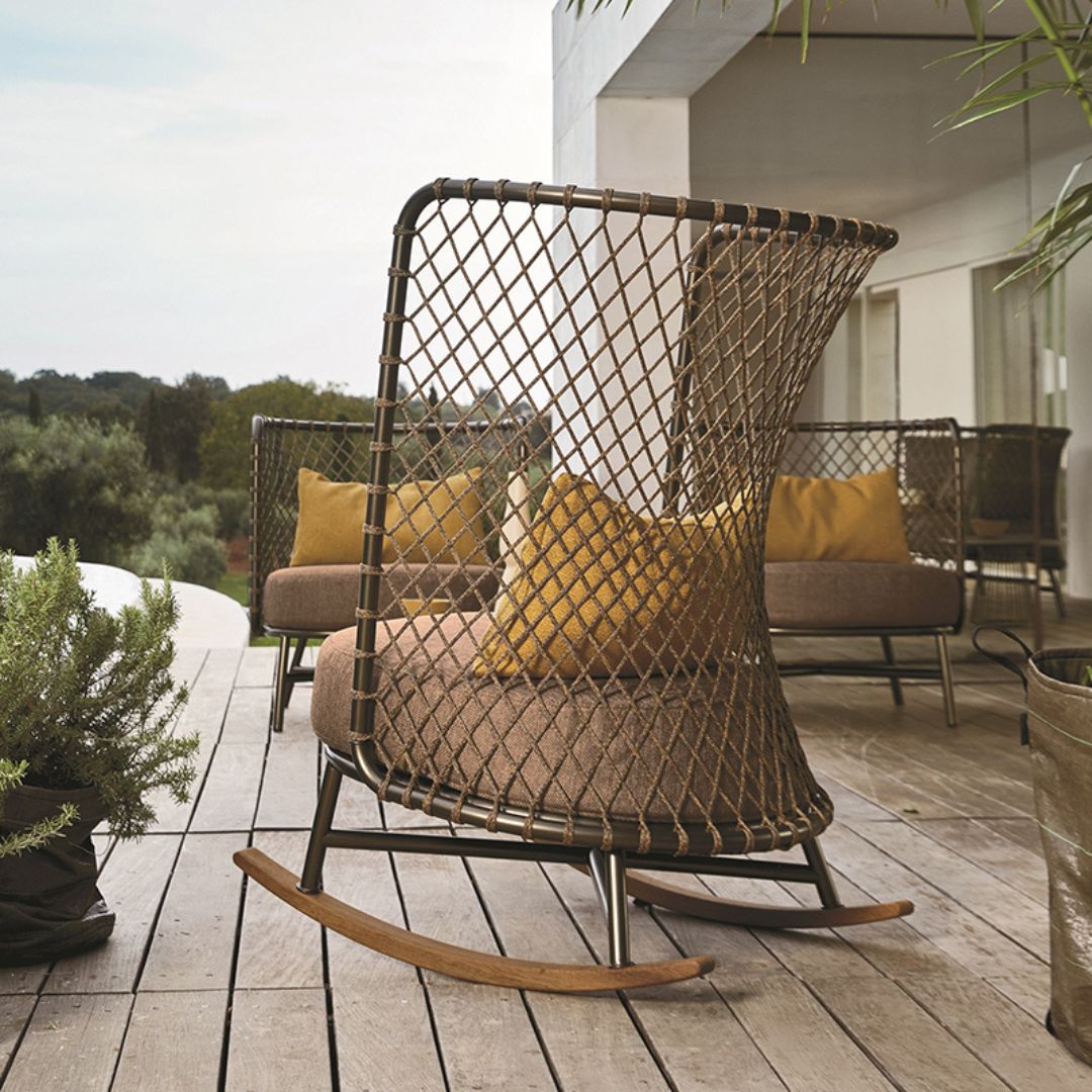 Nordic Woven Outdoor Rocking Chair Set for Patios – CharmyDecor