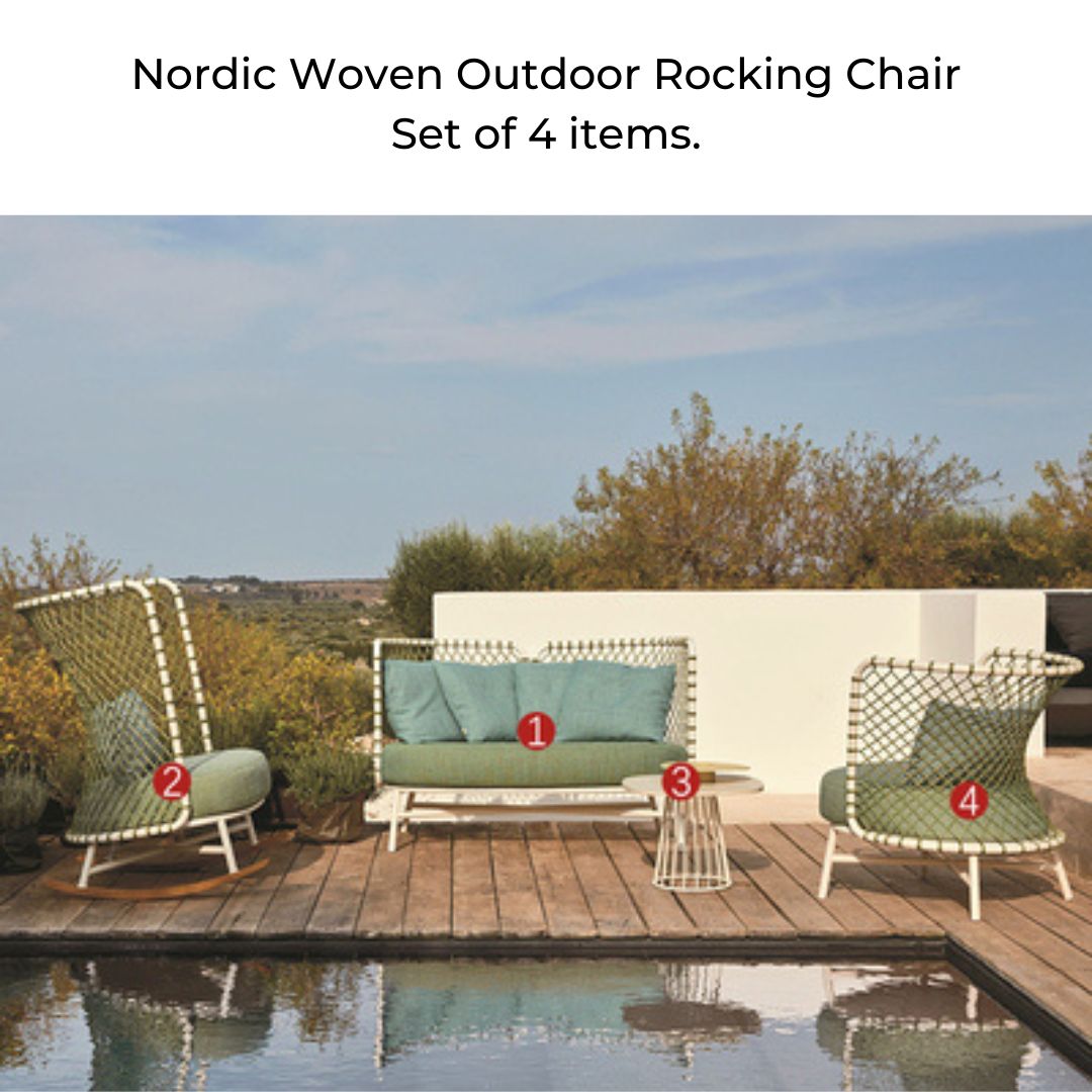 Nordic Woven Outdoor Rocking Chair Set for Patios – CharmyDecor