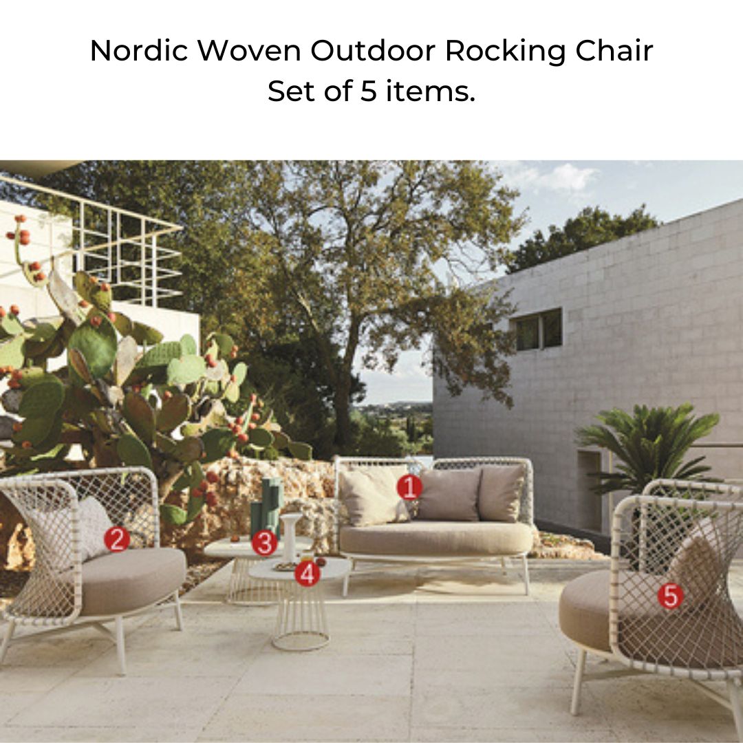 Nordic Woven Outdoor Rocking Chair Set – CharmyDecor