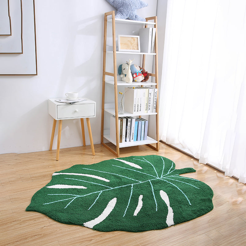 Stylish Green Leaf-Shaped Area Rug for Modern Homes – CharmyDecor