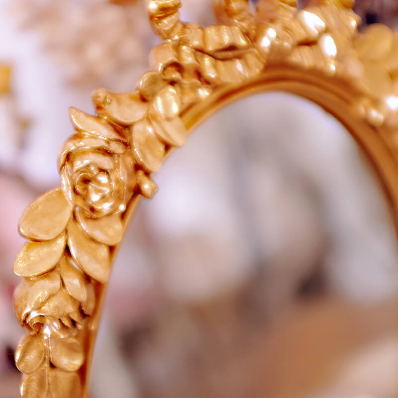 Baroque Rococo Bow Gold Retro Vintage Frame Mirror Oval Home Decoration  Classical Resin Victorian 