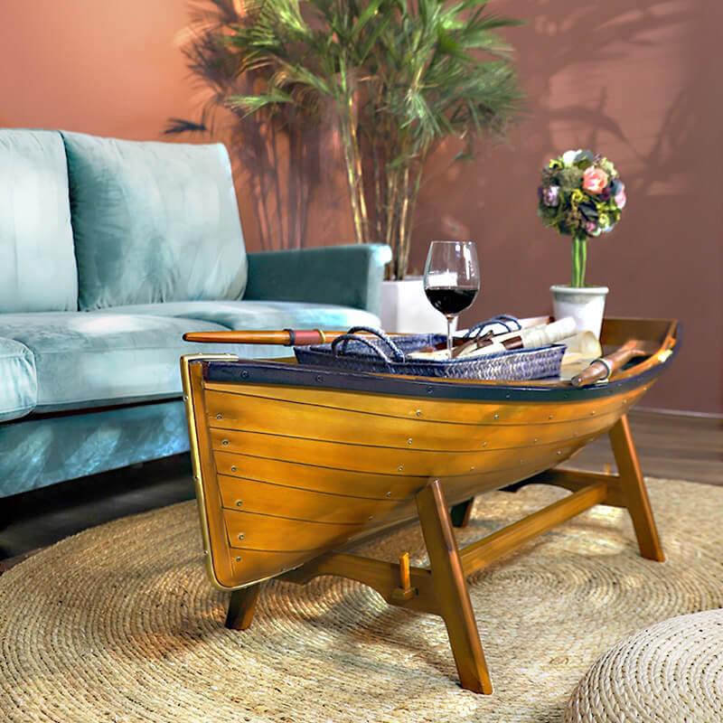 Handcrafted Solid Wood Row Boat Coffee Table – CharmyDecor