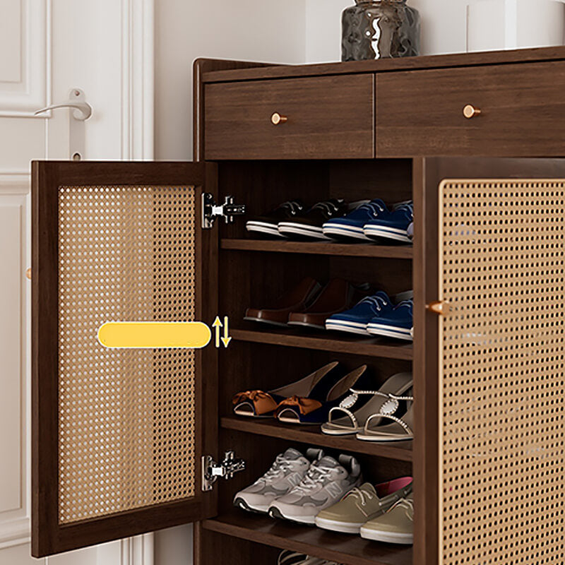 Nordic Solid-Wood Shoe Cabinet with Doors- CharmyDecor