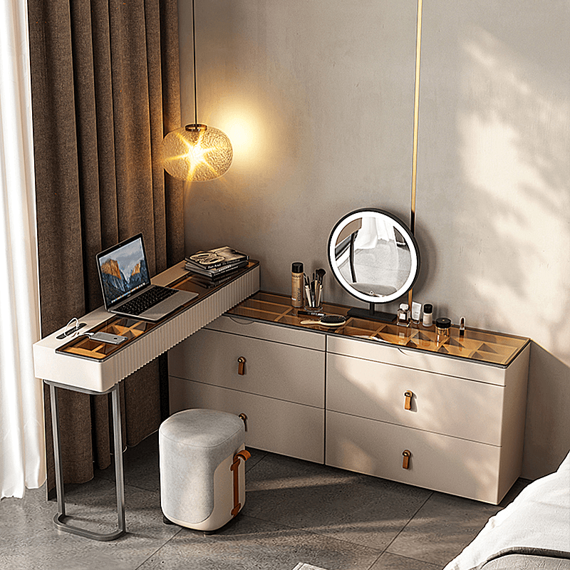 Tempered Glass Makeup Vanity TV Console CharmyDecor