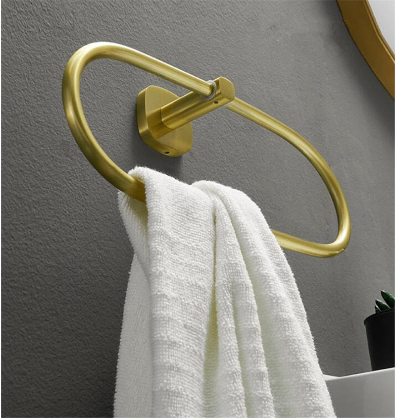 Brushed Gold Self-Adhesive Bathroom Towel Ring- CharmyDecor