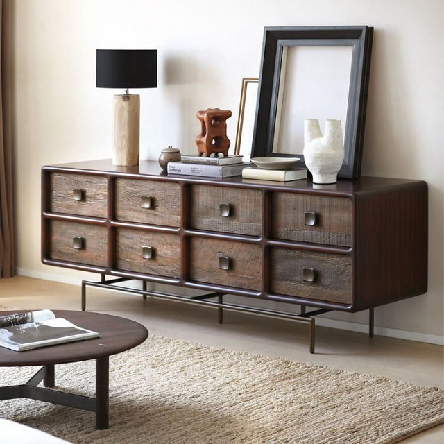 Versatile Wooden Buffet Table with 8 Drawers - Multipurpose – CharmyDecor