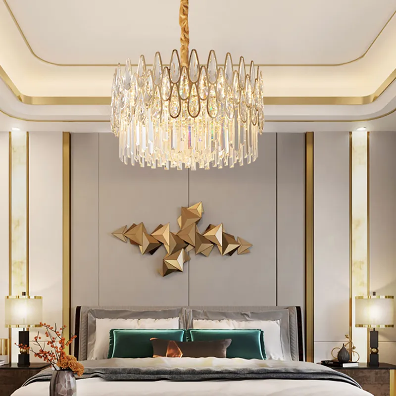 Elegant Adjustable Gold Crystal Chandelier Lighting Fixture – CharmyDecor