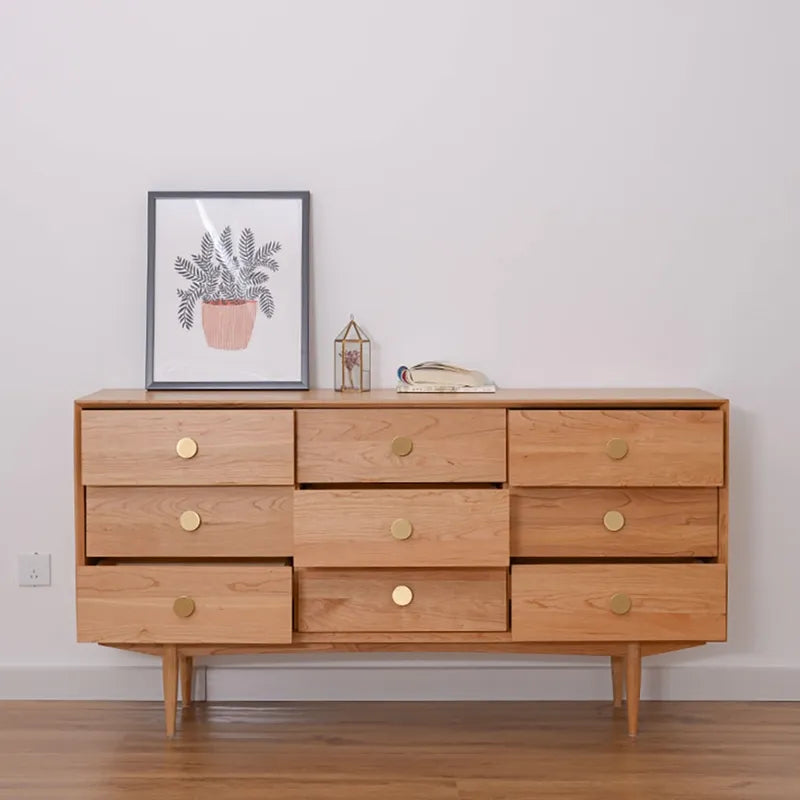 Eco-Friendly Wood Dresser with Elegant Gold Handles Eco-Friendly Wood Dresser with Elegant Gold Handles